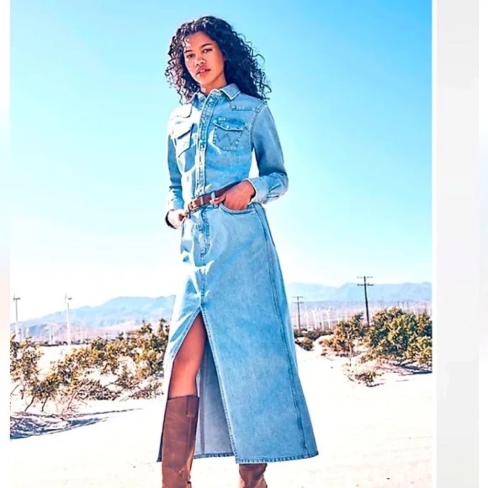 NWT Free People Wrangler Denim Skirtall Maxi Dress XS